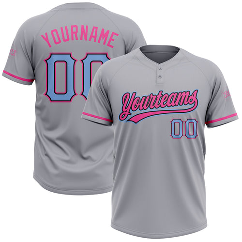 Cheap Custom Gray Light Blue Black-Pink Two-Button Unisex Softball Jersey  Free Shipping – CustomJerseysPro