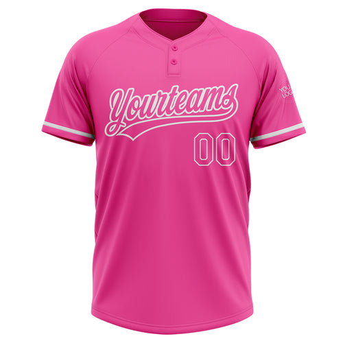 Custom Pink White 3D Pattern Two-Button Unisex Softball Jersey