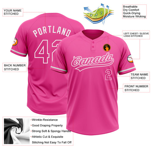 Cheap Custom Pink White Two-Button Unisex Softball Jersey Free Shipping –  CustomJerseysPro