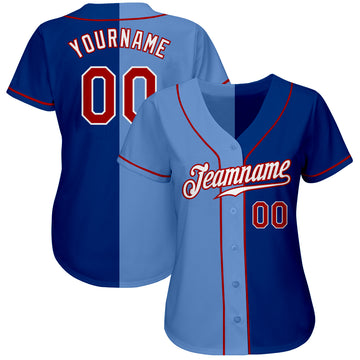 Custom Red Light Blue-White Authentic Baseball Jersey