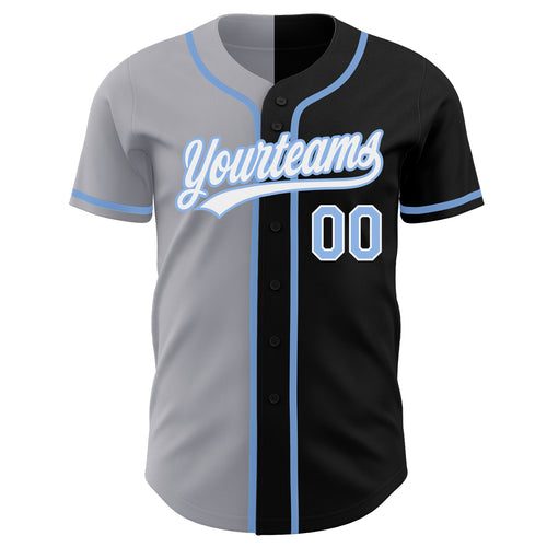 Sale Build Light Blue Baseball Authentic Gray Jersey Black –  CustomJerseysPro