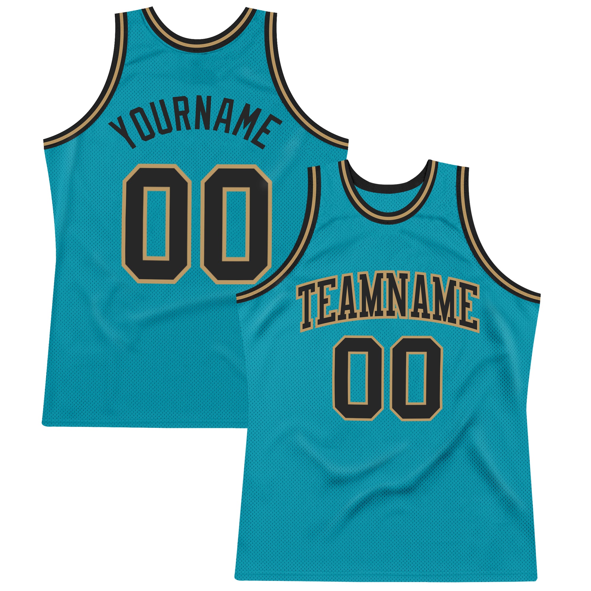 Cheap Custom Teal Black-Old Gold Hockey Jersey Free Shipping