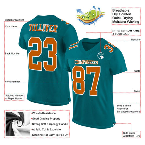 Custom White Texas Orange Mesh Authentic Football Jersey in 2023