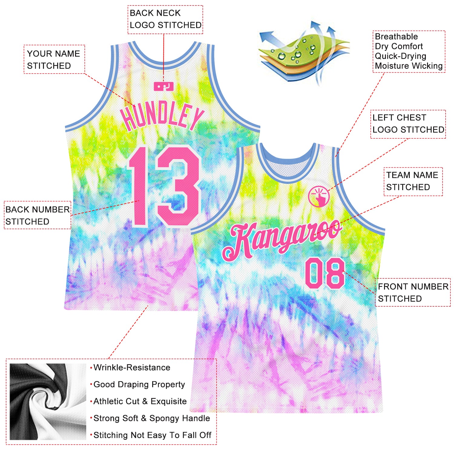 Sprinklecart Unisex New Custom Design Basketball Jersey - Multi Color Dot  Pattern