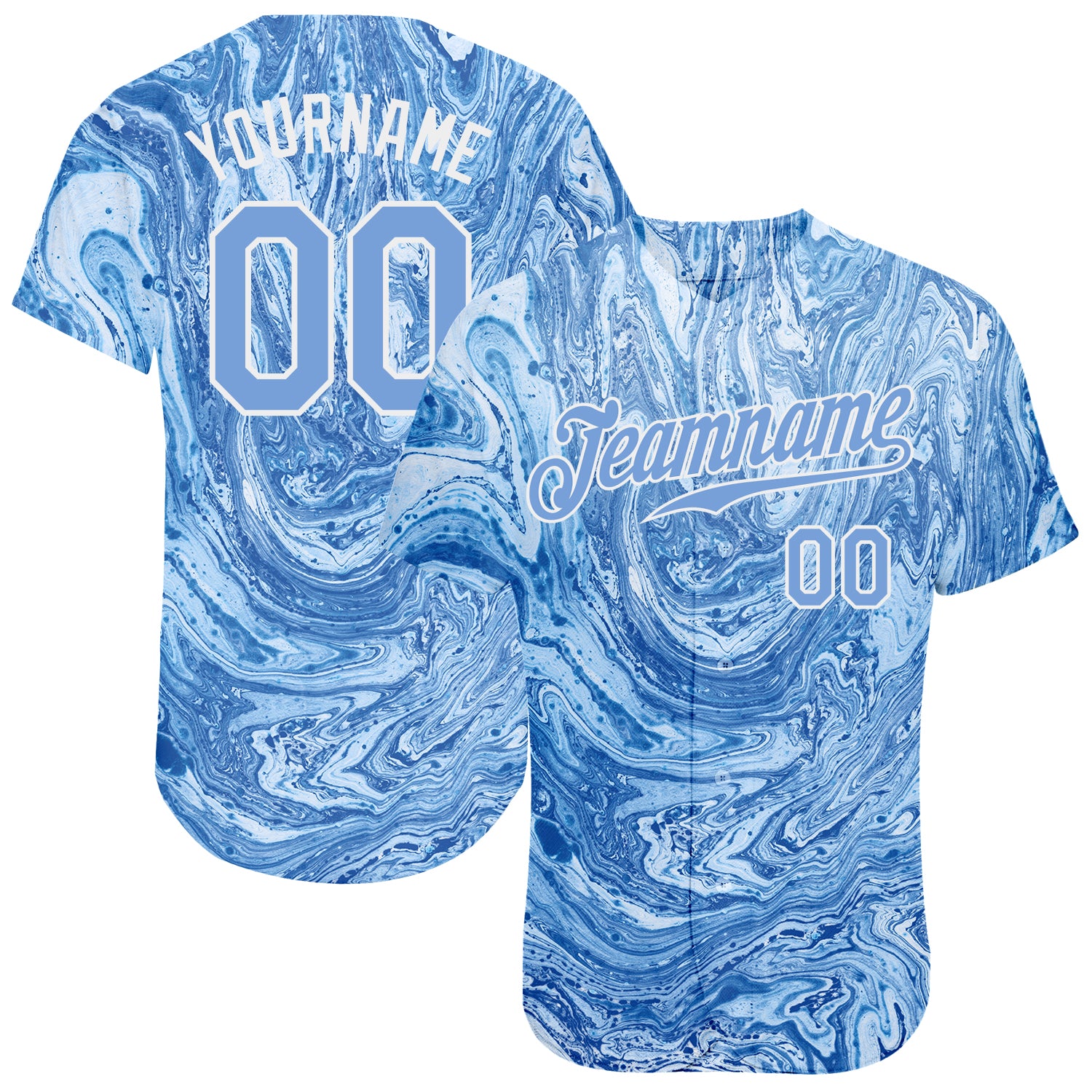 Custom Tie Dye Light Blue-White 3D Authentic Baseball Jersey Discount