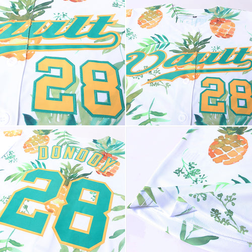 Custom Pineapple White Green Tropical Custom Baseball Jerseys JN11172 –  Orange Fox Custom