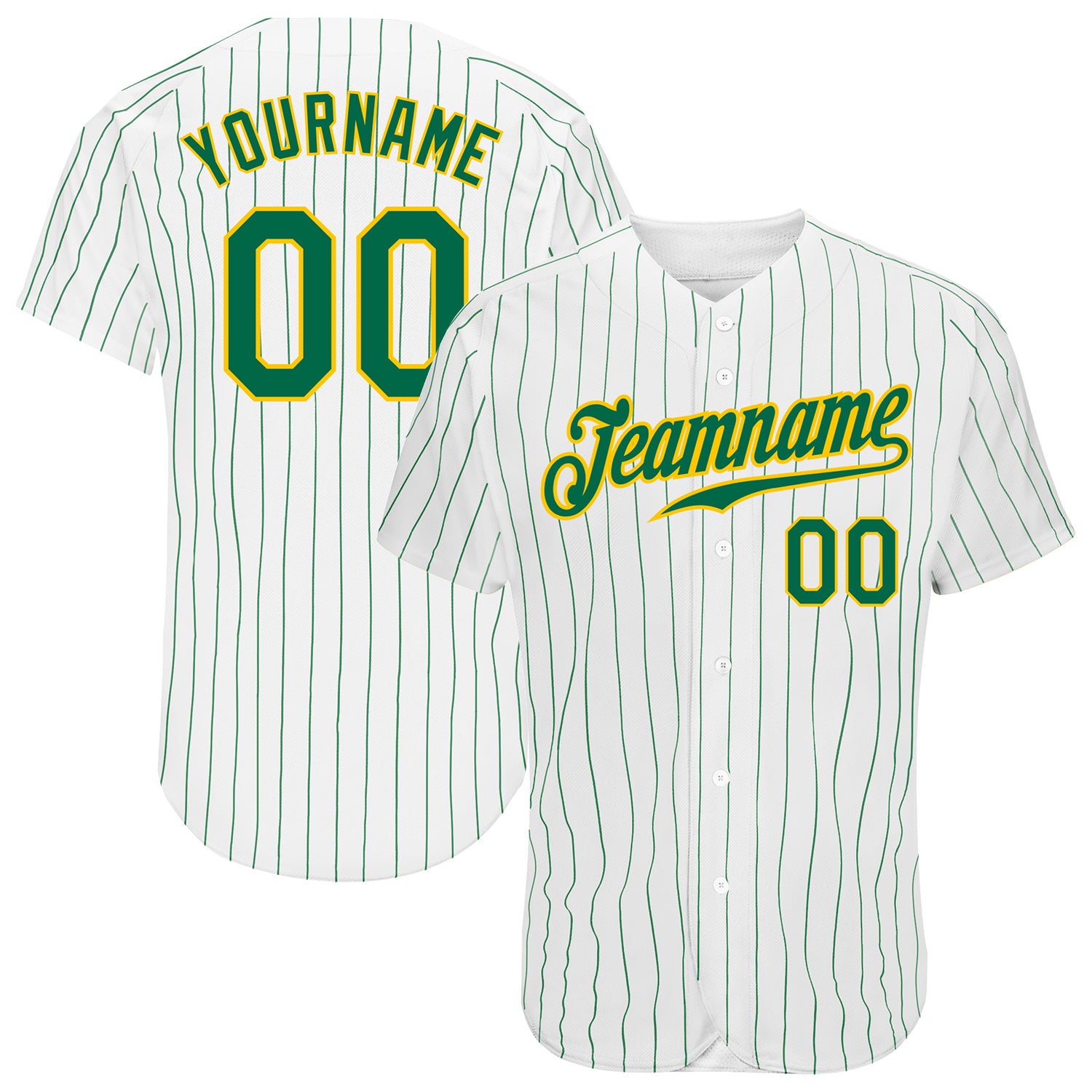 Custom White Kelly Green Pinstripe Kelly Green-Gold Authentic Baseball  Jersey Discount