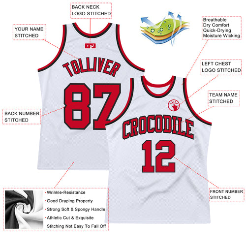 Sale Build White Basketball Authentic Black Throwback Jersey Red