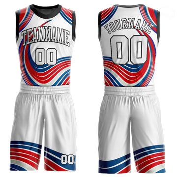 Custom White White-Red Round Neck Sublimation Basketball Suit Jersey