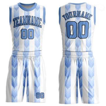 Custom Blue Royal-Light Blue Round Neck Sublimation Basketball Suit Jersey