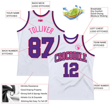 Cheap Custom Pink White-Gold Authentic Throwback Basketball Jersey Free  Shipping – CustomJerseysPro