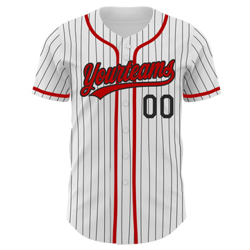 Custom White Black Pinstripe Red Authentic Baseball Jersey