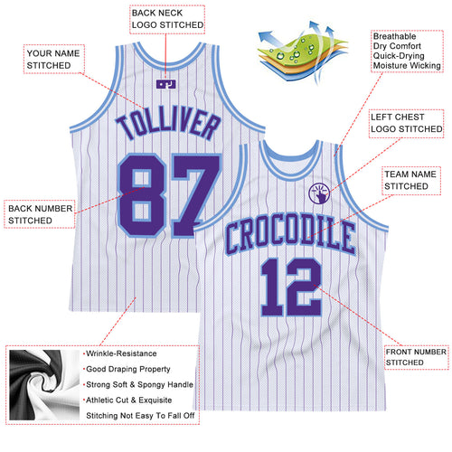 Custom Light Blue White Pinstripe White-Red Personalized Basketball Jersey  – Let the colors inspire you!