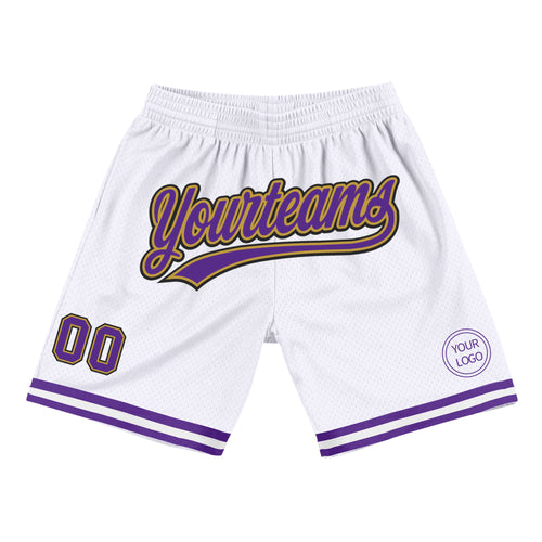 Cheap Custom Purple White-Old Gold Authentic Throwback Basketball