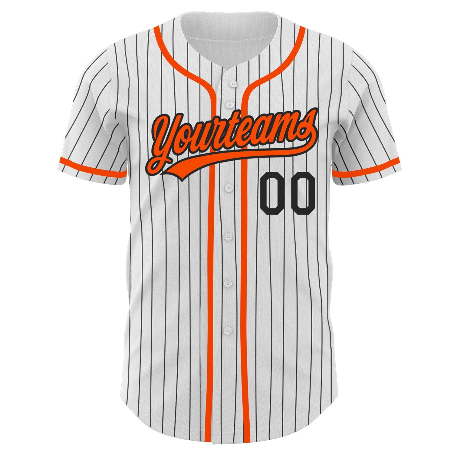 Custom White Orange Pinstripe Orange-Black Authentic Baseball