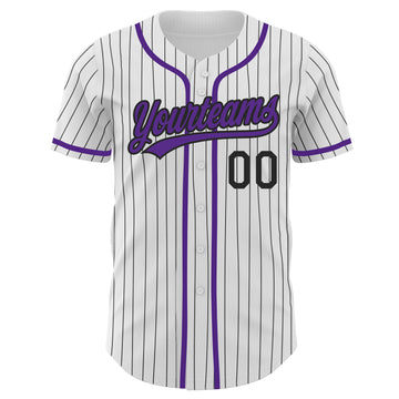 Custom White Black Pinstripe Purple Authentic Baseball Jersey