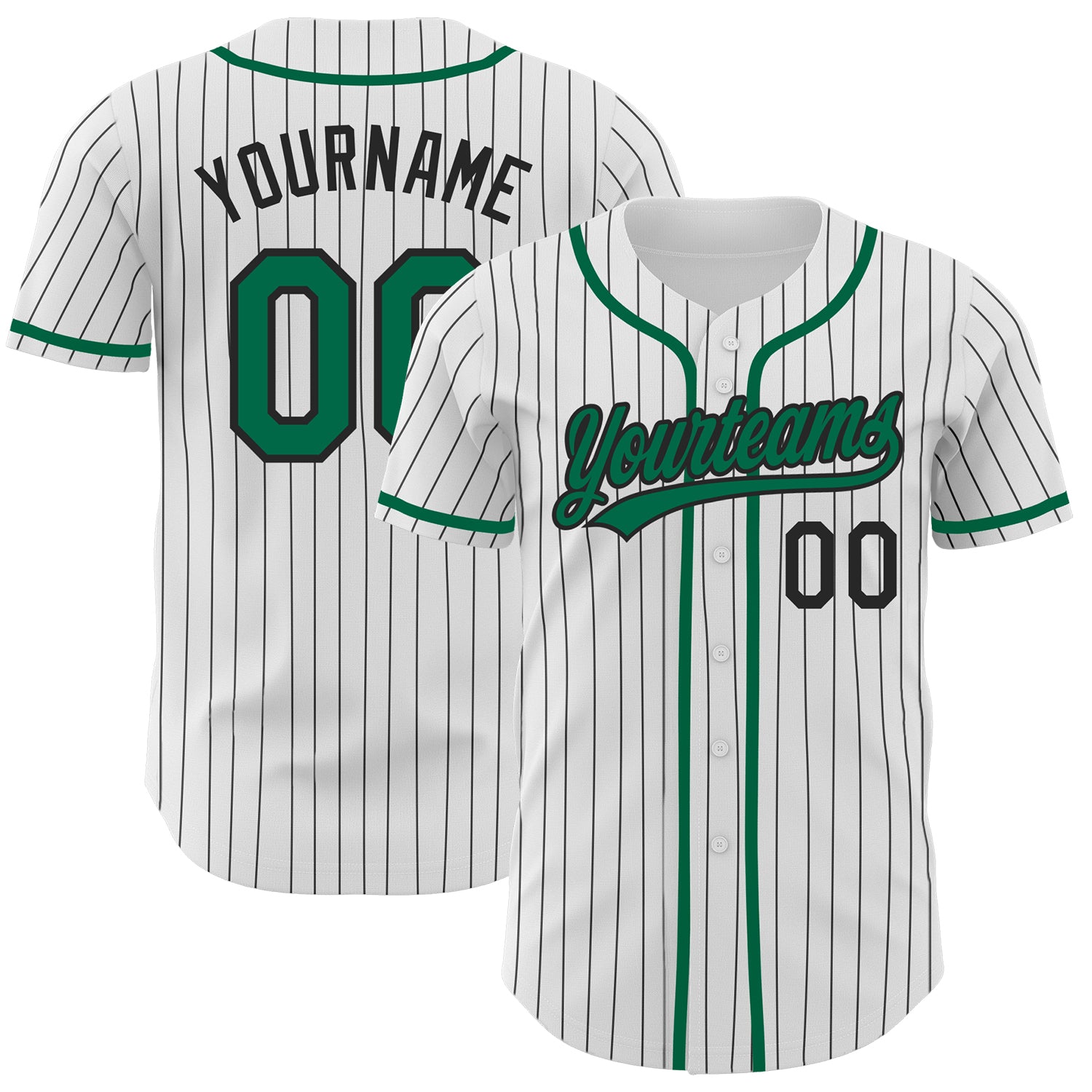 Custom White Kelly Green-Black Authentic Two Tone Baseball Jersey