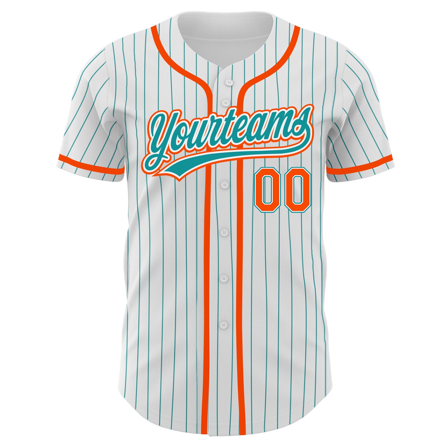 Custom Aqua White Pinstripe Orange Authentic Baseball Jersey Discount