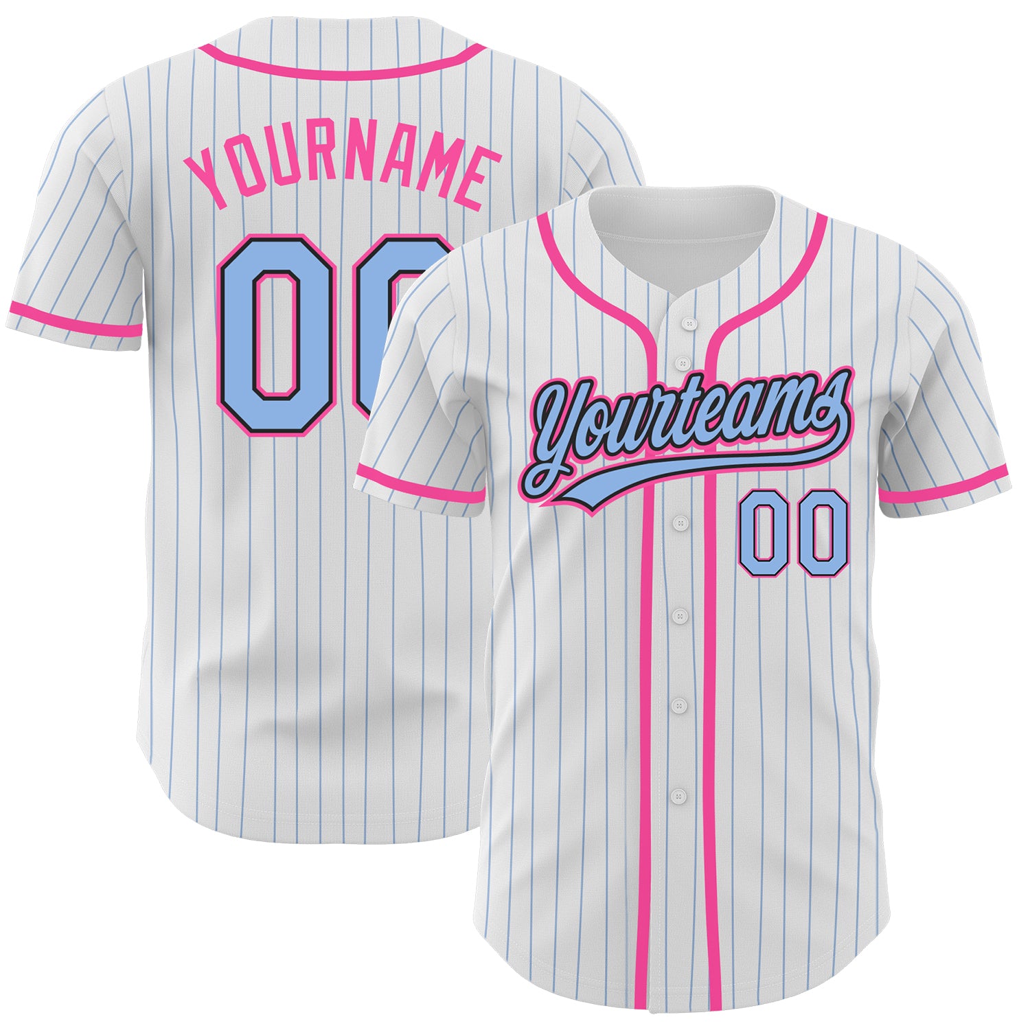 Custom Light Blue Black-Pink Authentic Fade Fashion Baseball