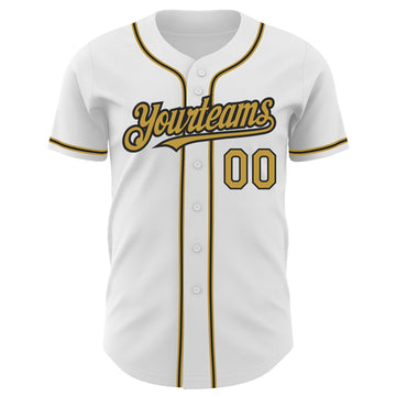 Custom White Red-Gold Authentic Split Fashion Baseball Jersey