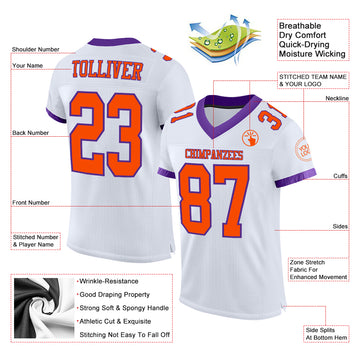 Cheap Custom Purple Orange-White Mesh Authentic Football Jersey