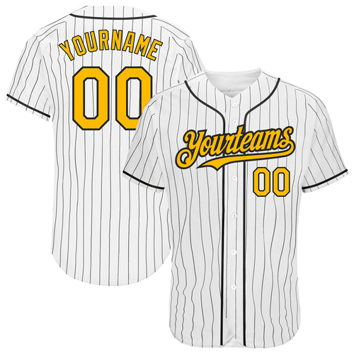 Custom Black Gold Strip Gold-White Authentic Baseball Jersey Discount