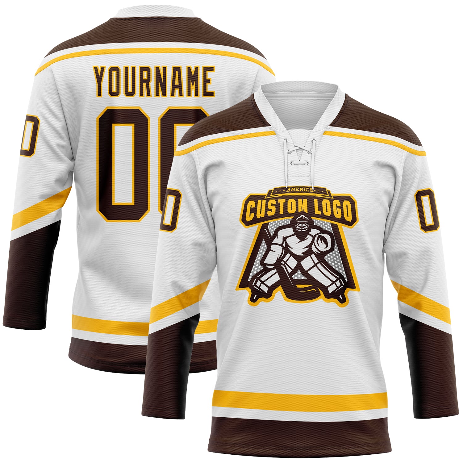 Cheap Custom Brown White Hockey Jersey Free Shipping