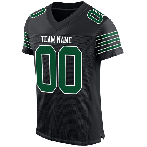 Custom Black Gotham Green-White Mesh Drift Fashion Football Jersey