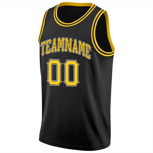 Sale Build White Basketball Black Rib-Knit Jersey Gold – CustomJerseysPro