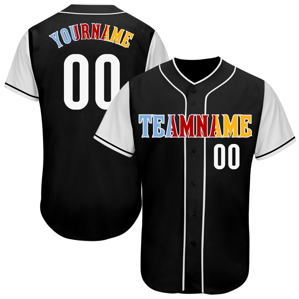 Custom Team White Baseball Authentic Gold Jersey Black