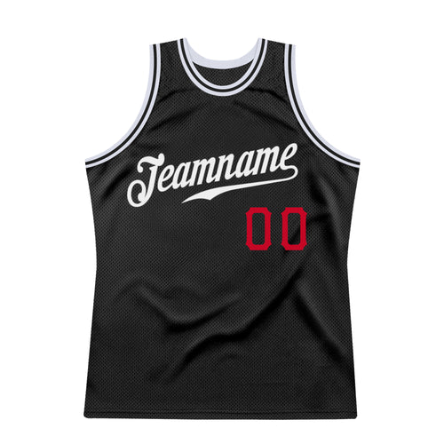 Cheap Custom Navy Red-White Authentic Throwback Basketball