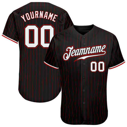 Custom Black Red Pinstripe Red-White Authentic Baseball Jersey Discount –  snapmade