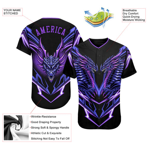 Custom Black Purple 3D Monster Authentic Baseball Jersey Discount