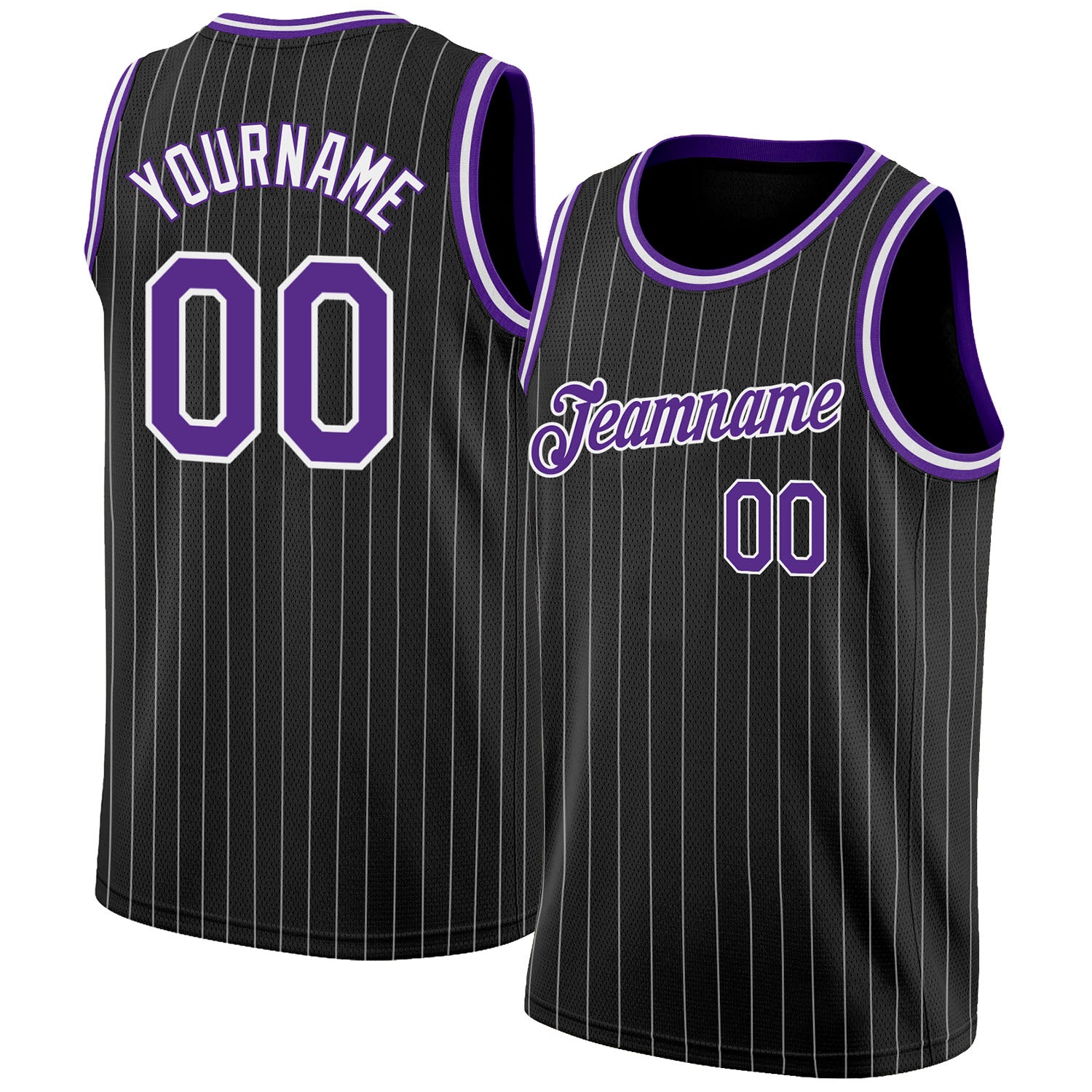 Custom Black White Pinstripe Purple-White Authentic Basketball Jersey  Discount
