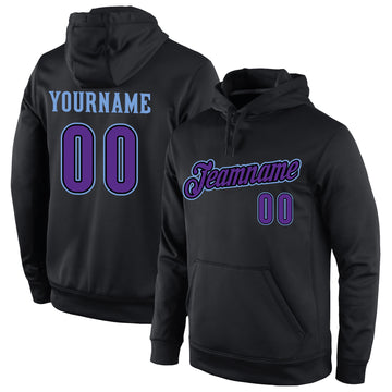 Custom Stitched Black Purple-Light Blue Sports Pullover Sweatshirt Hoodie