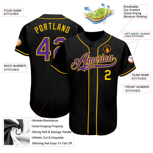 Custom Purple Aqua-Gold Authentic Baseball Jersey Discount