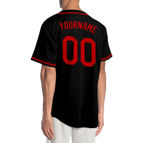 Custom Team Red Baseball Authentic Black Jersey Royal