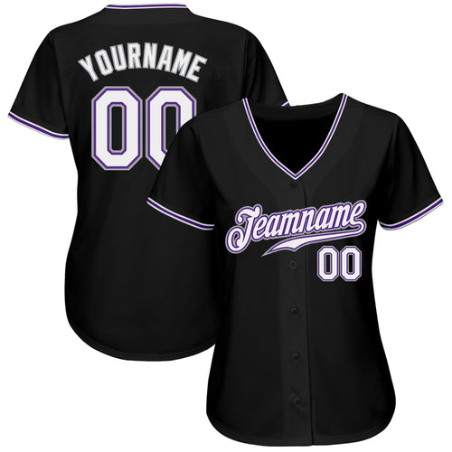 Custom Black White-Purple Authentic Baseball Jersey Discount