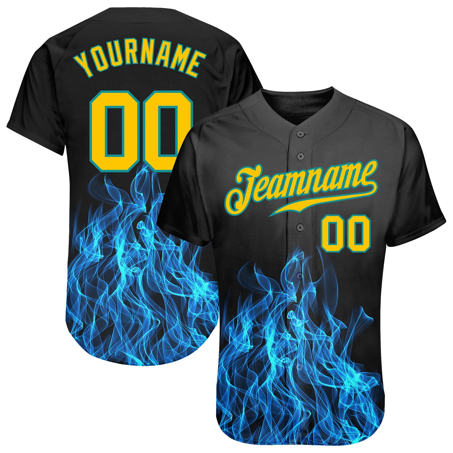 Cheap Custom Teal Yellow-Black Authentic Gradient Fashion Baseball