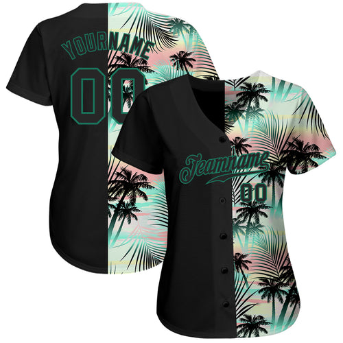 Custom 3D Pattern Baseball Jersey Black Black-Pink Design Tropical Palm  Leaves Authentic - FansIdea