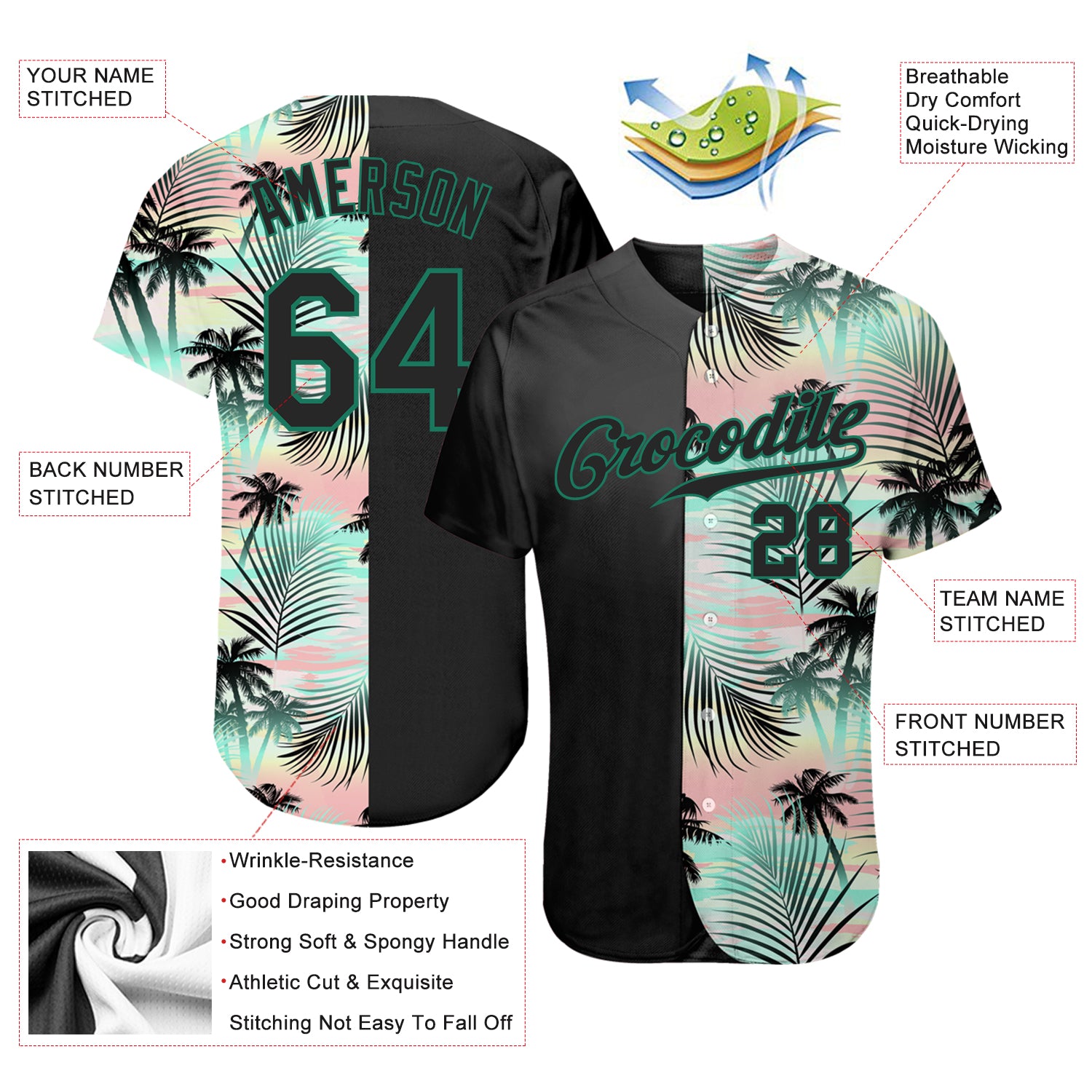 Custom Tie Dye Aqua-Black 3D Authentic Baseball Jersey Discount