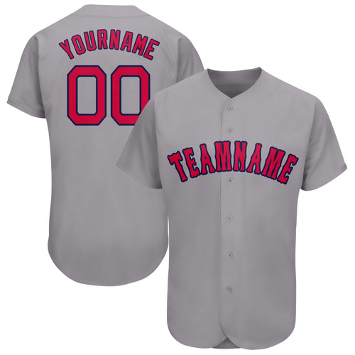 Custom Name Gray Red Dard Blue Custom Name Baseball Jerseys Shirt -  Freedomdesign