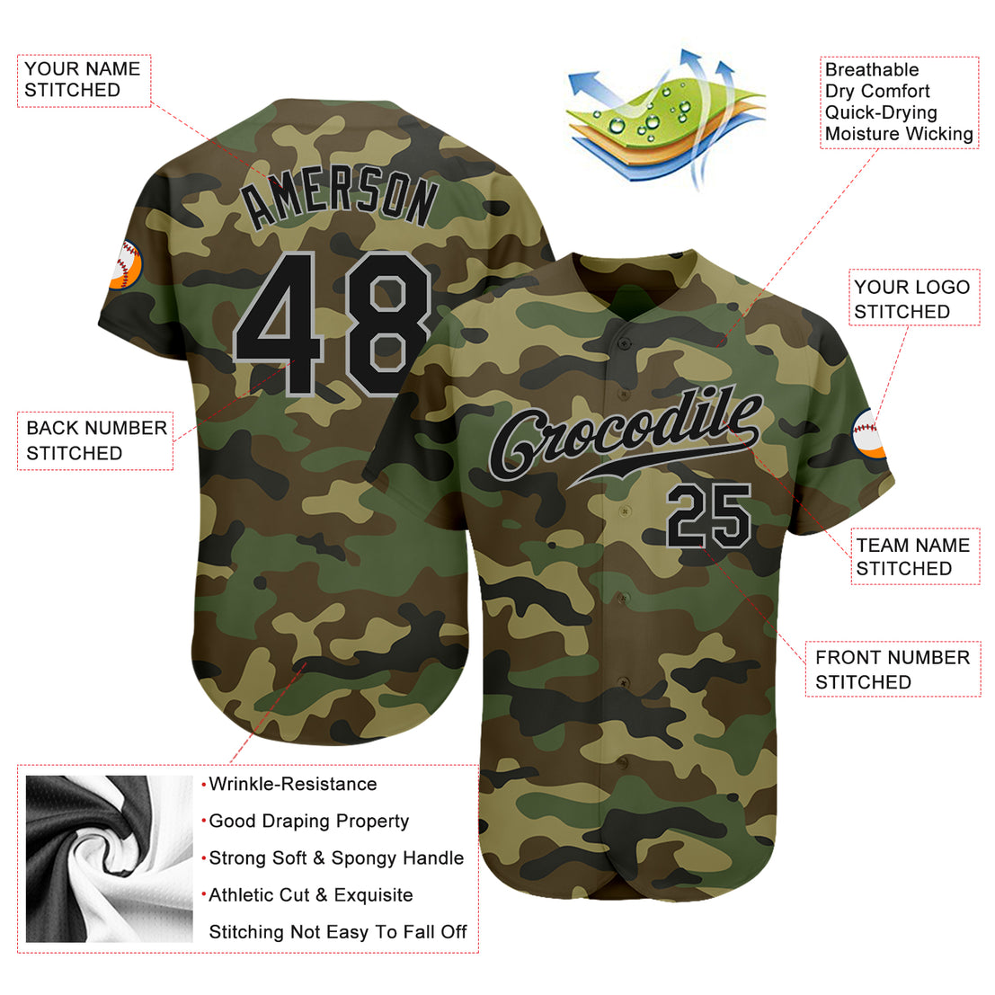 Custom camouflage baseball jerseys deals