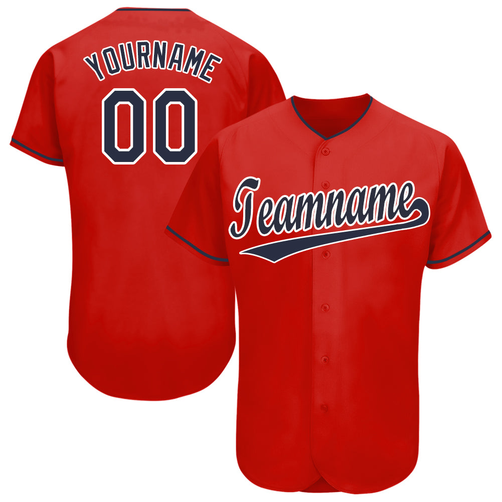 Custom White Red-Navy Baseball Jersey Women's Size:M