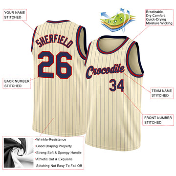 Custom Cream Royal-Red Authentic Throwback Basketball Jersey in