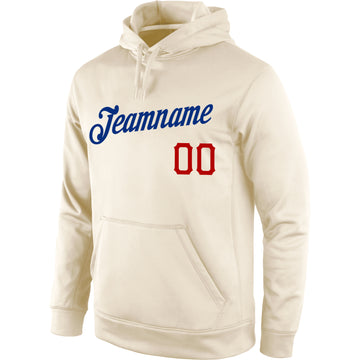 Custom Stitched Cream Red-Royal Sports Pullover Sweatshirt Hoodie