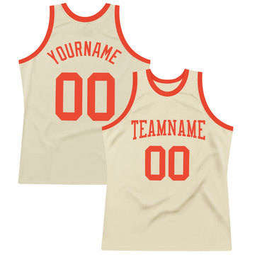 Custom Cream Orange Authentic Throwback Basketball Jersey