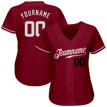 Custom Crimson White-Black Authentic Baseball Jersey