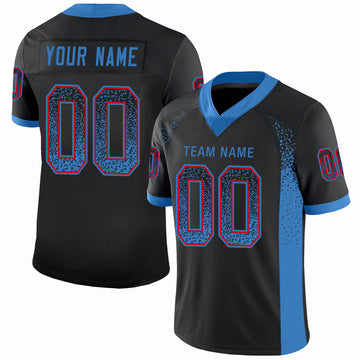 Custom Black Powder Blue-Red Mesh Drift Fashion Football Jersey - Jersey