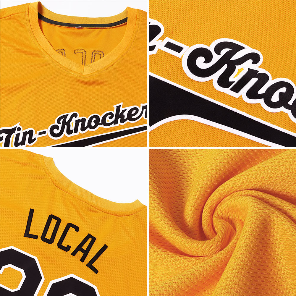 Custom Team Gold Baseball Authentic Gray Jersey Black